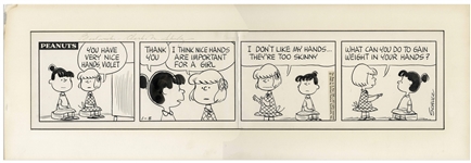 Charles Schulz Hand-Drawn Peanuts Comic Strip, From 1965 Featuring Violet & Patty